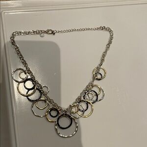 Elegant Multi-Tone Circle Pendant Necklace
